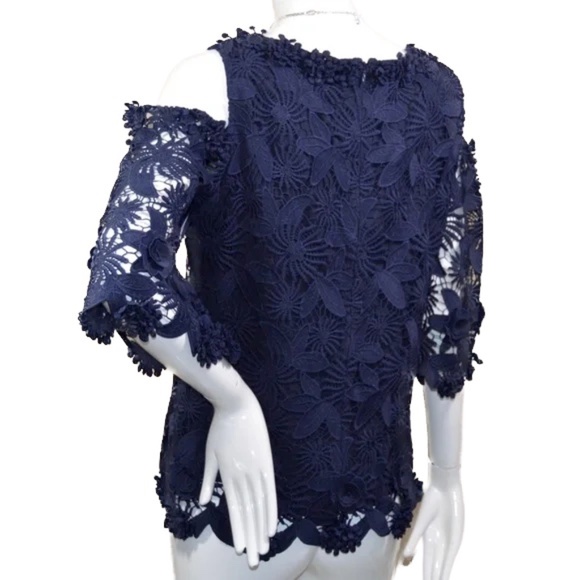 🆕🏷️ Kobi Halperin Tinley Cold Shoulder Midnight Blue Top - Picture 7 of 14